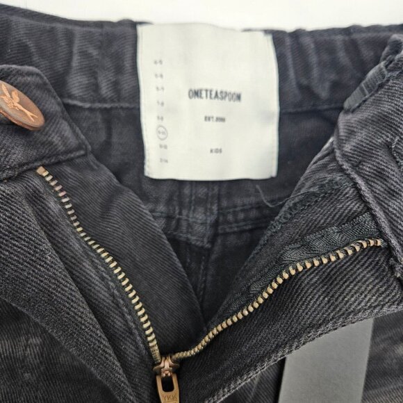 New One Teaspoon Mr Relaxed Straight Leg Denim Shorts Kids 9-10 Black Panther - Picture 7 of 7